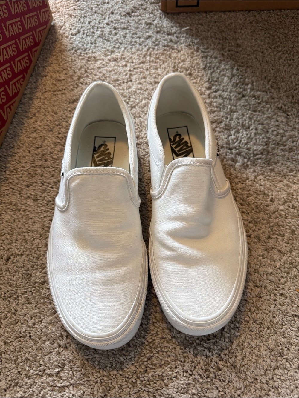 Vans White Canvas Slip-On Sneakers - Picture 2 of 4
